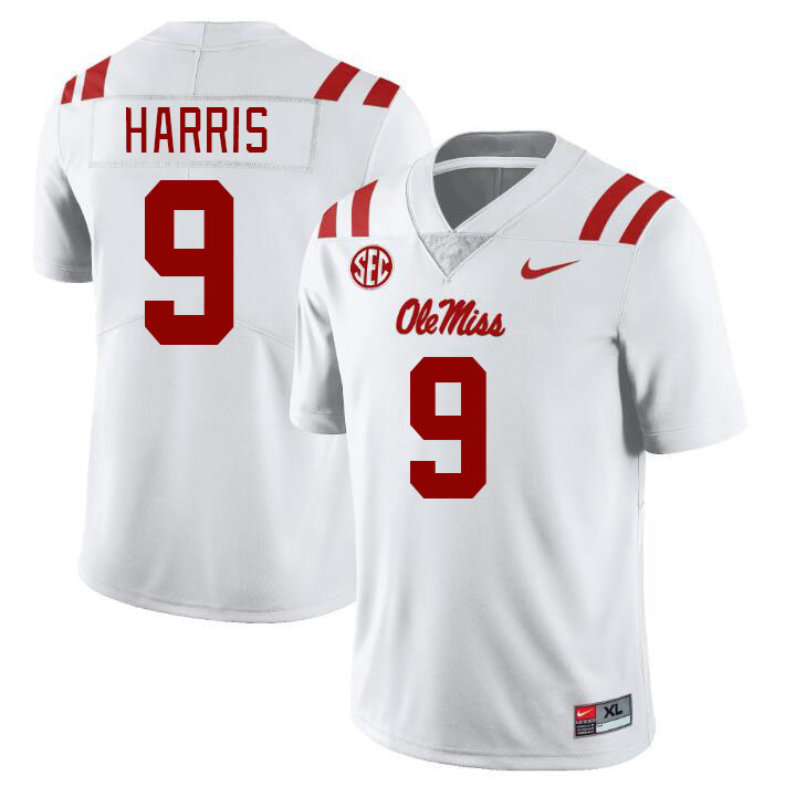 Men #9 Tre Harris Ole Miss Rebels College Football Jerseys Stitched Sale-White